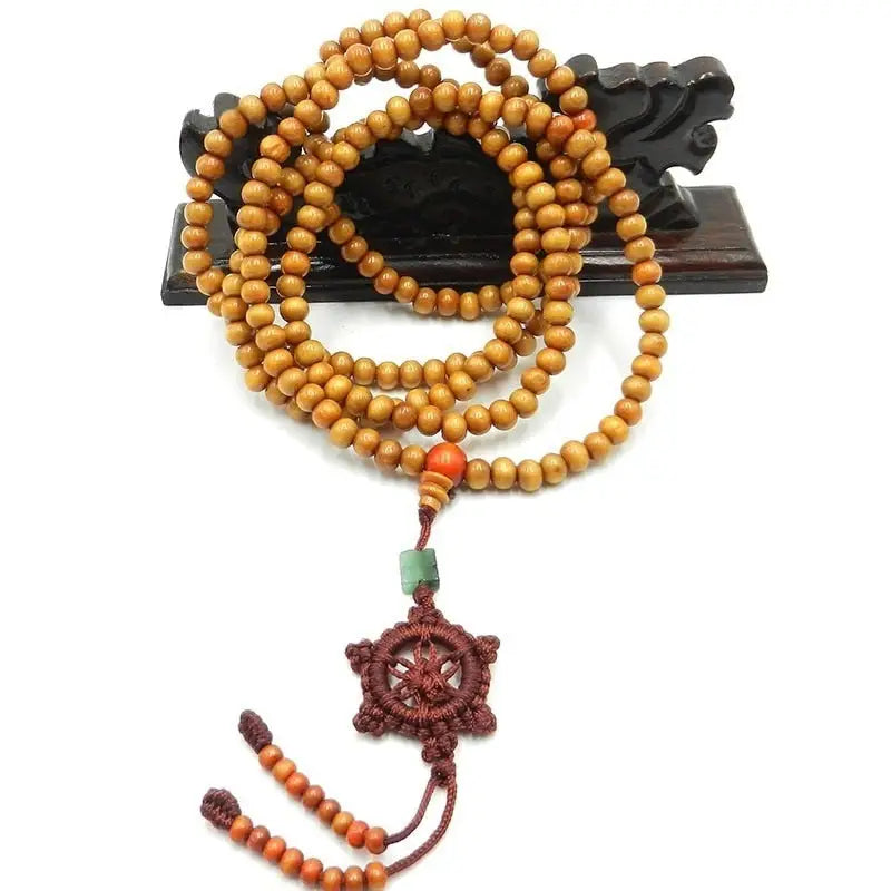 Mala Tibétain en bois de santal - Beige Royale