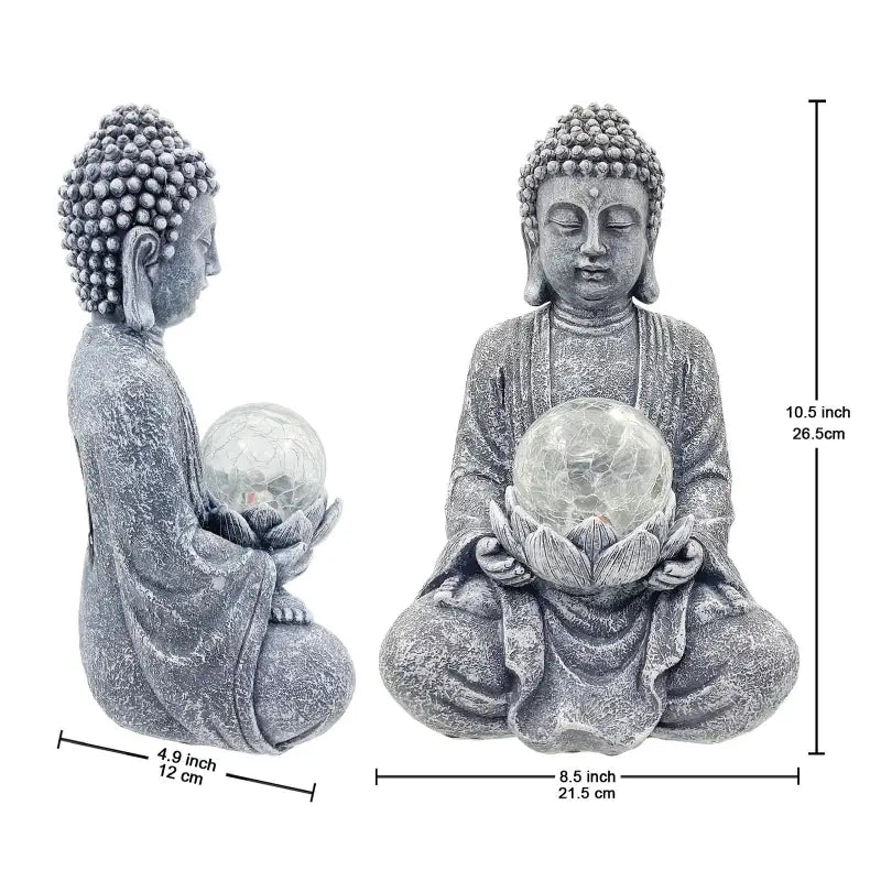 Statue Bouddha Boule de Verre Solaire