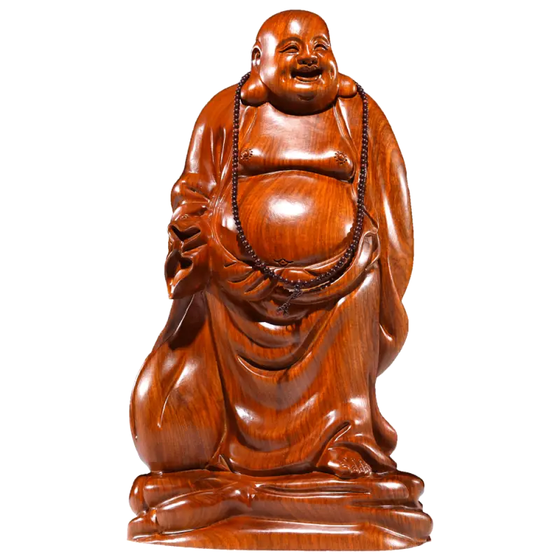 Statue Bouddha Rieur Maitreya Bois massif