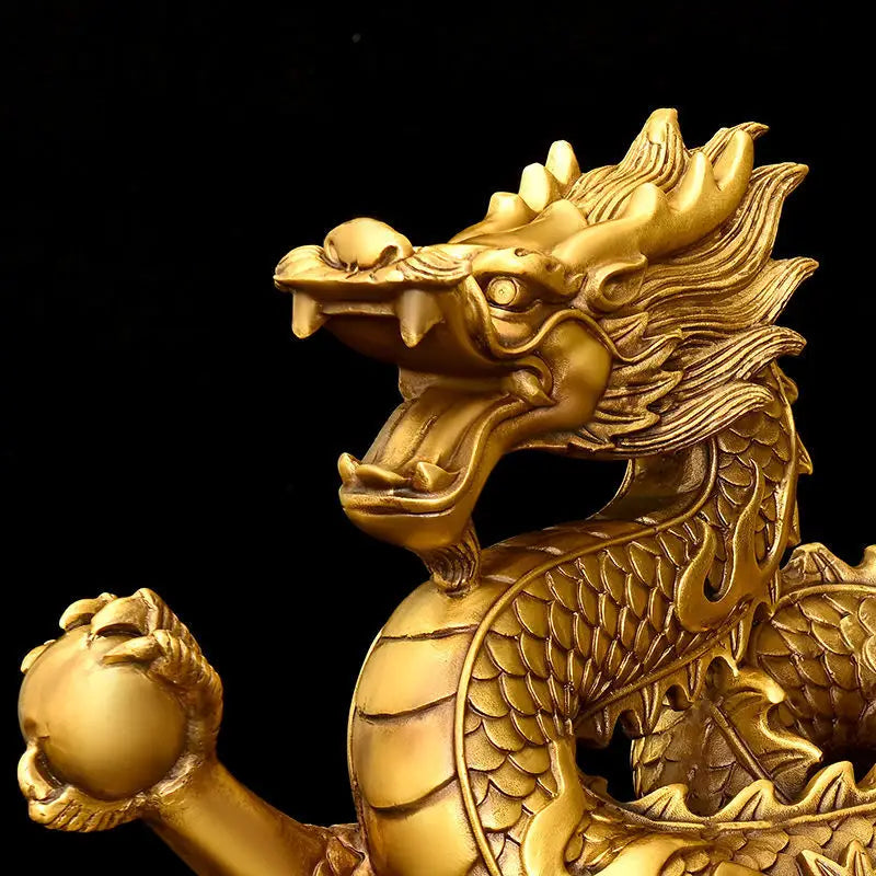 Statue Dragon Feng Shui en Cuivre