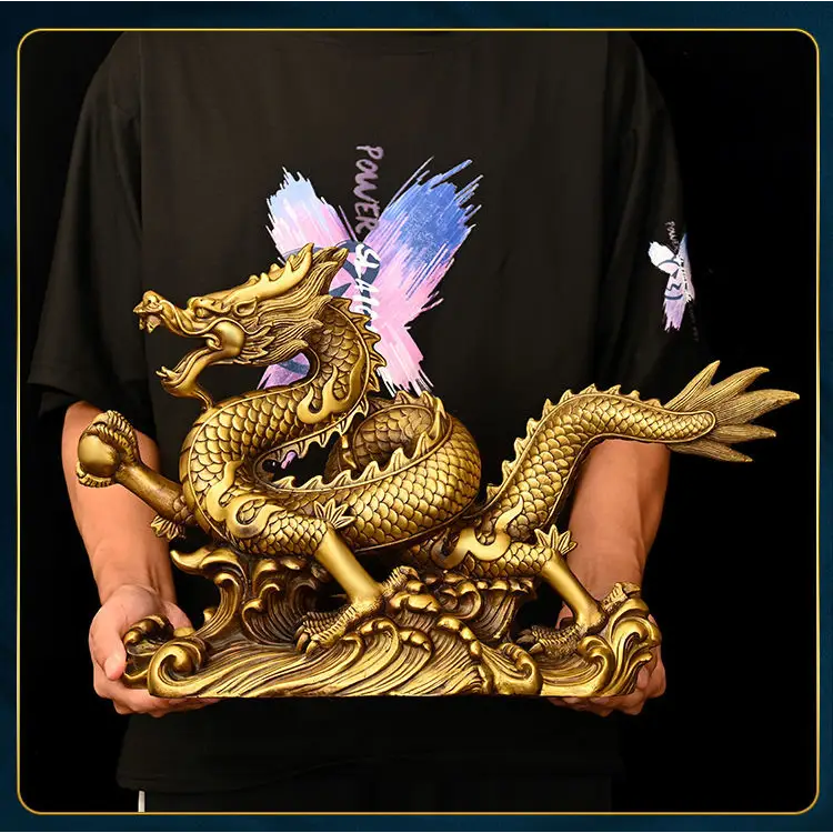 Statue Dragon Feng Shui en Cuivre