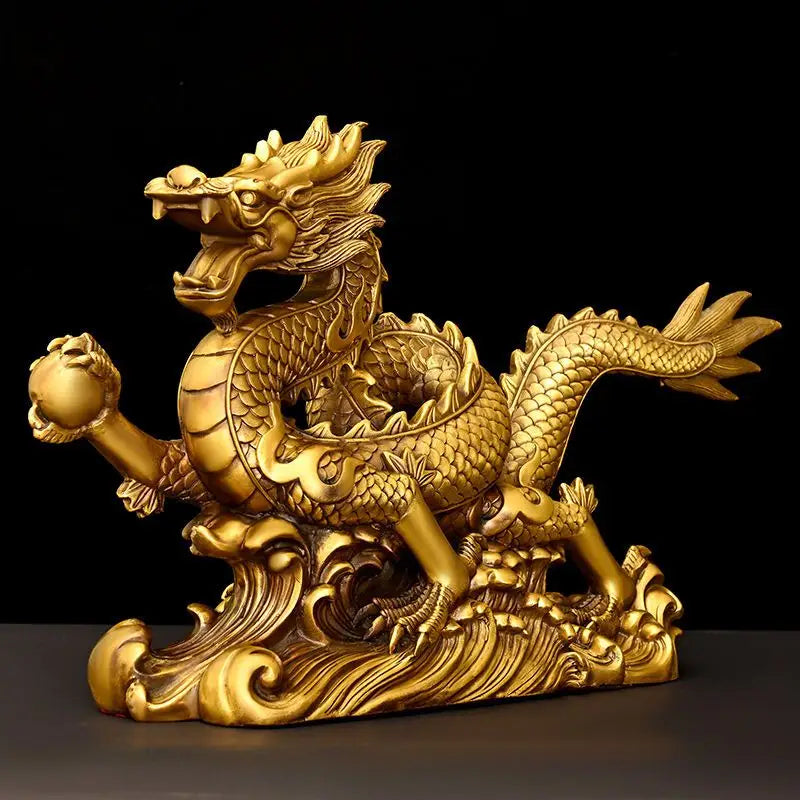 Statue Dragon Feng Shui en Cuivre