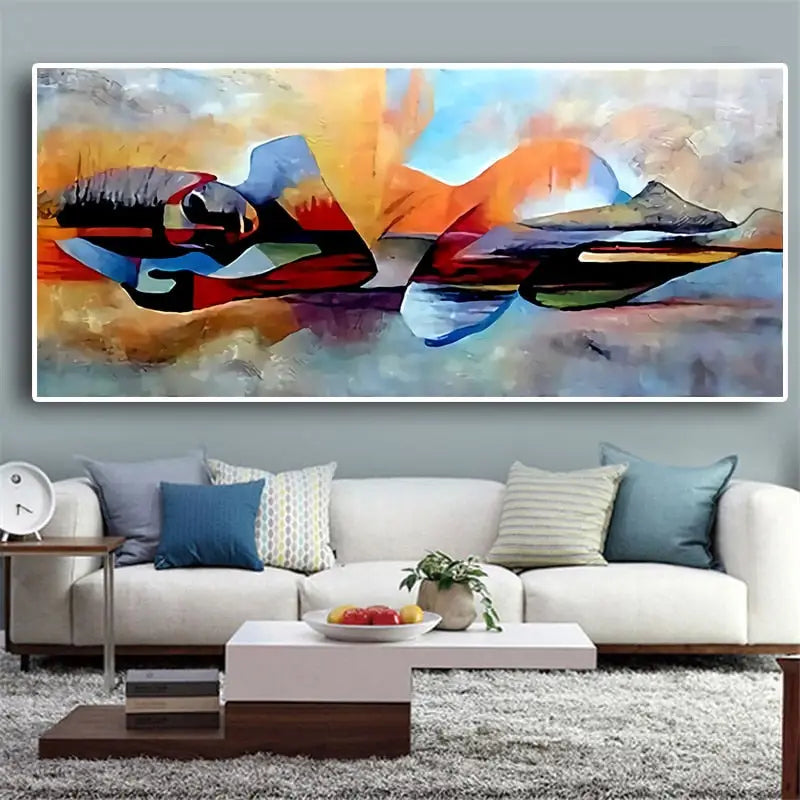 Tableau abstrait de Bouddha couché