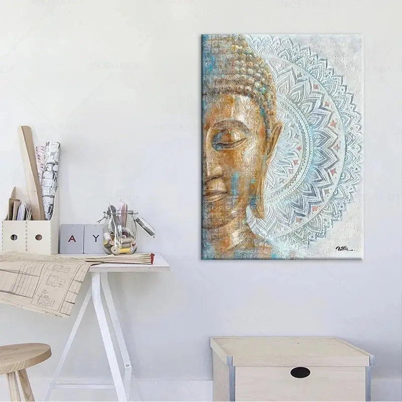 Tableau tête de Bouddha Mandala