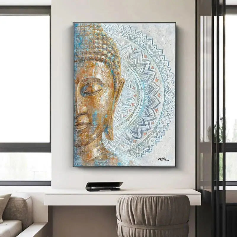 Tableau tête de Bouddha Mandala