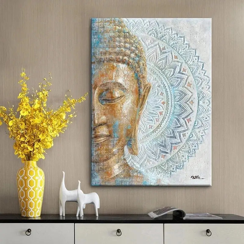 Tableau tête de Bouddha Mandala