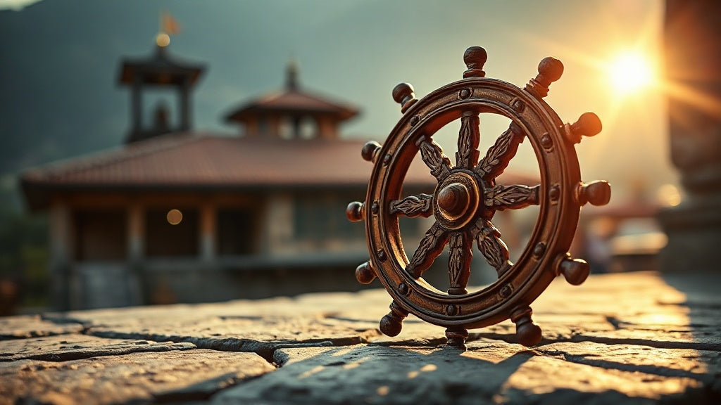 Le Dharmachakra : la Roue du Dharma, symbole du Bouddha Image