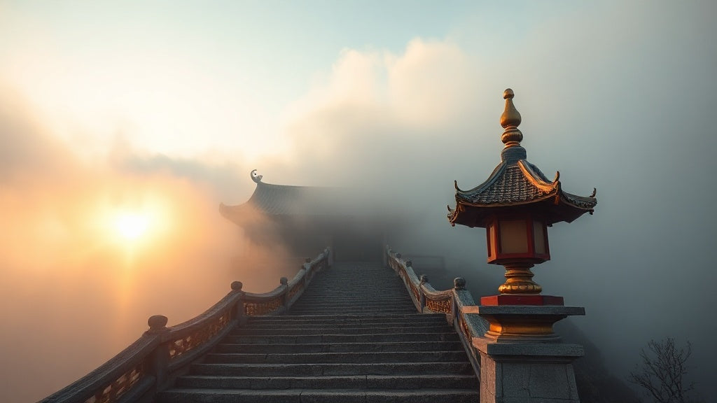 Mont Emei : le Temple du Sommet Wanfo, sanctuaire bouddhiste au-dessus des nuages Image