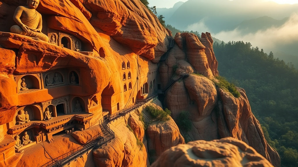 Grottes de Maijishan : le sanctuaire sculpté dans la falaise du Gansu Image