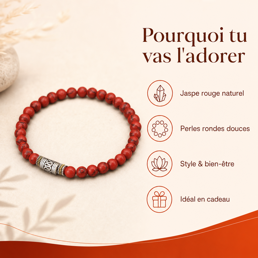 Bracelet Tibetain Jaspe Rouge : benefices cles
