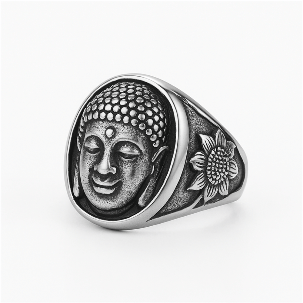 Silberner Buddha-Ring
