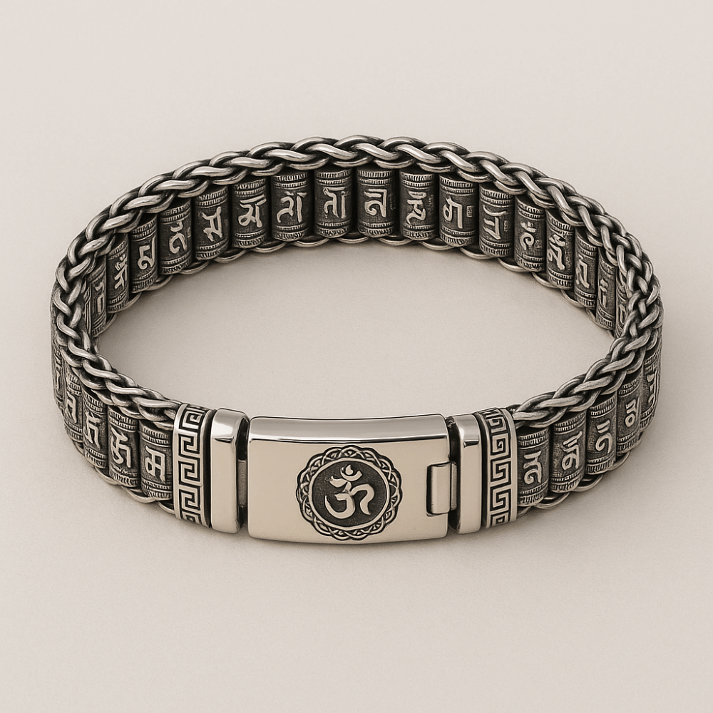 Bracelet Argent Mantra Bouddhiste