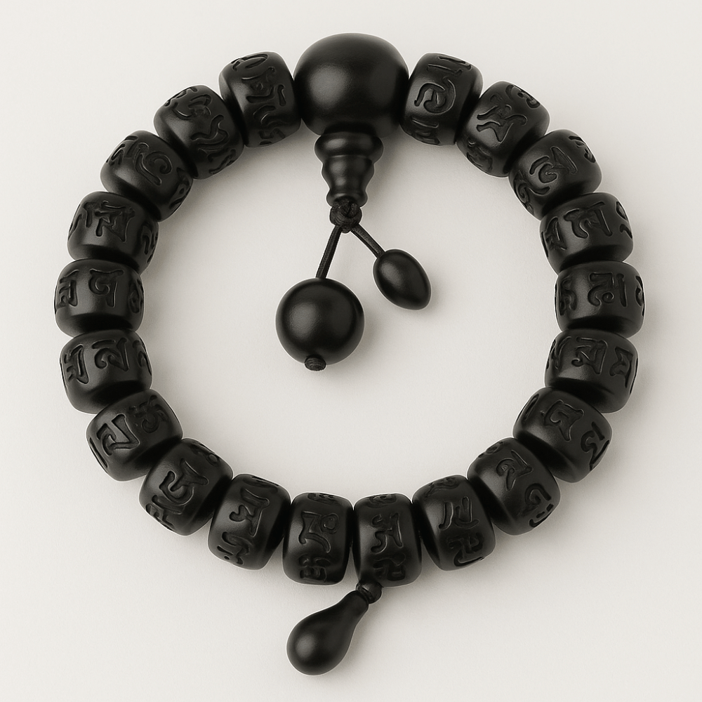 Bracelet Mala Perles en Bois Gravé