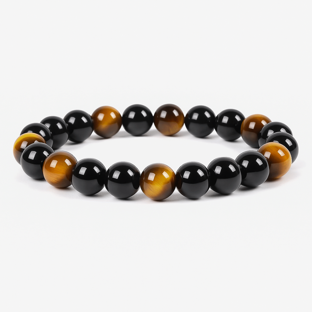 Pulsera protectora, cuentas de ojo de tigre, obsidiana, hematita