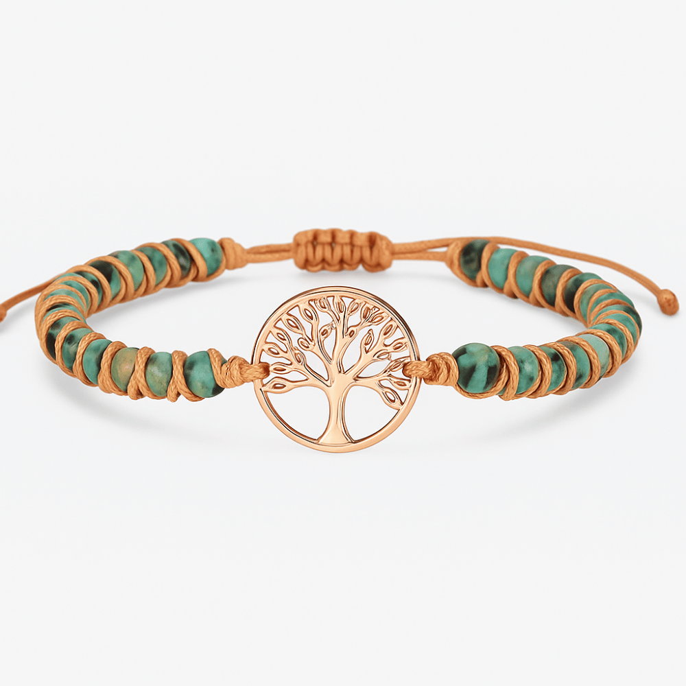 Pulseras trenzadas Árbol de la vida en Jaspe Africano
