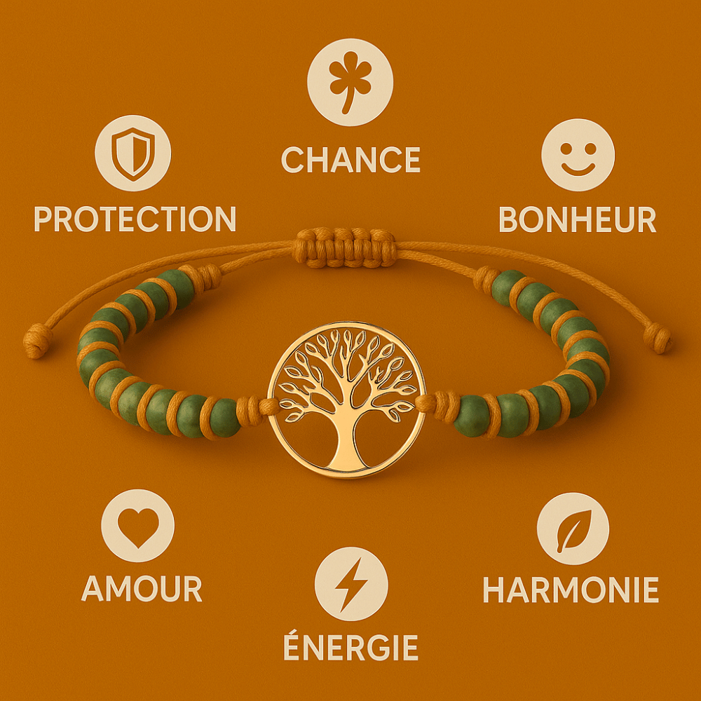 Bracelets tressés Arbre de vie en Jaspe Africaine