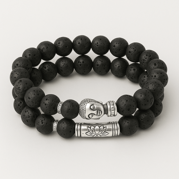 Bracelet en Hématite avec Tête de Bouddha – Confiance, Protection et Bien-être main image 1