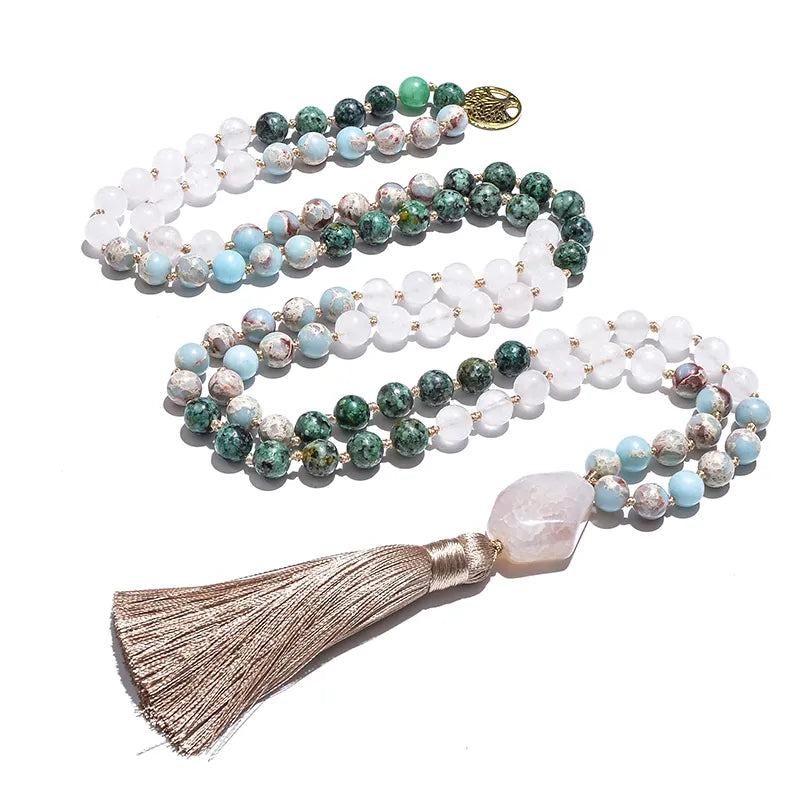 Conjunto de collar y pulsera de piedra de jade africano