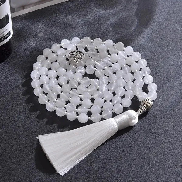 Mala Tibétain Jade Blanc 108 Perles