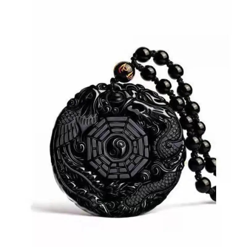 Amulette Bouddhiste Ying Yang Noir