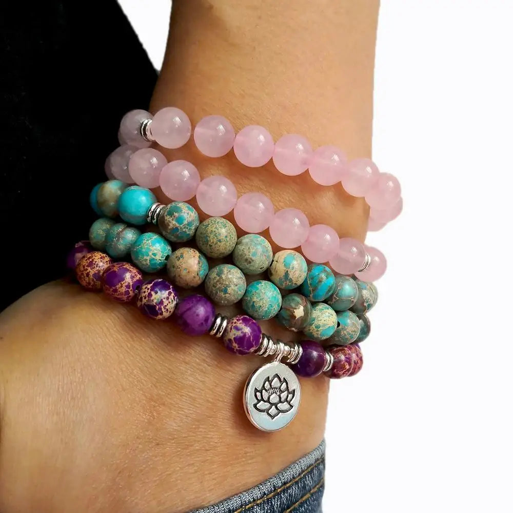 Mala Tibétain en Quartz