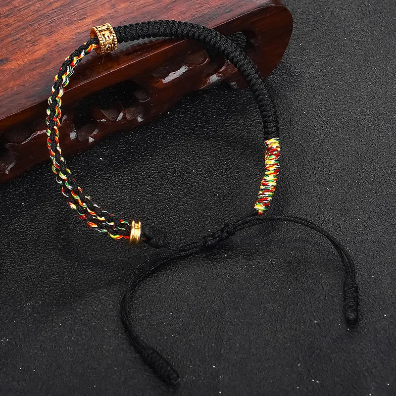 Black and Yellow Braided Tibetan Monk Bracelet