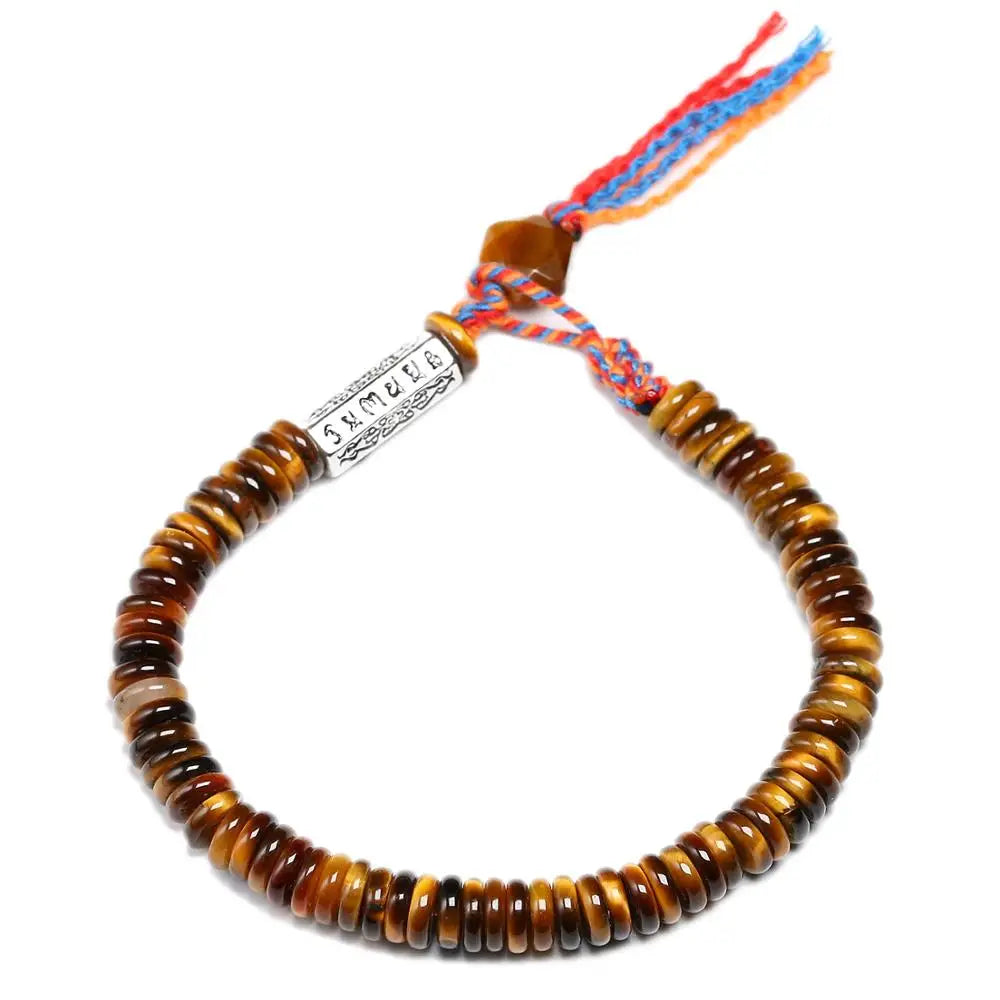 Bracelet Tibétain Mantra Et Oeil de Tigre