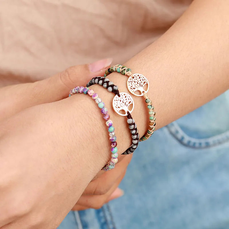 Bracelets tressés Arbre de vie en Jaspe Africaine