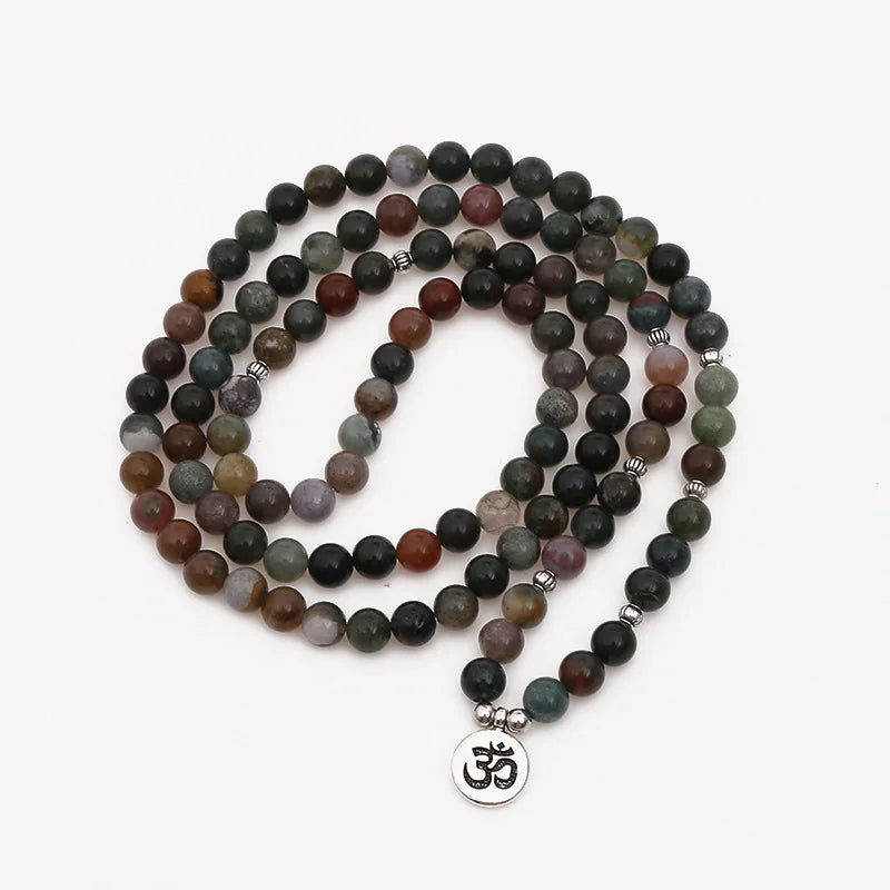 Tibetan Mala Necklace in Indian Agate