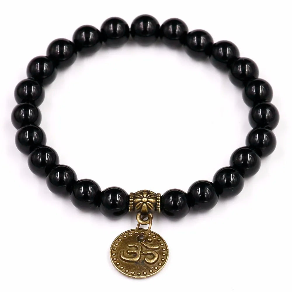 Bracelet Avec Tete de Bouddha Motif Om
