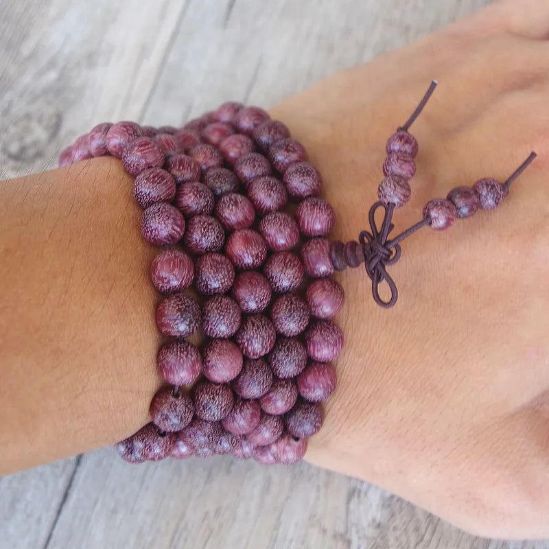 Collier Mala Tibétain En Bois D'amarante