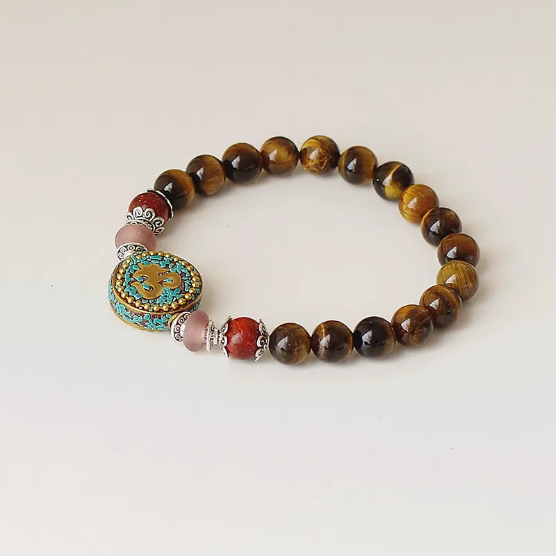 Tibetan Om And Tiger Eye Bracelet