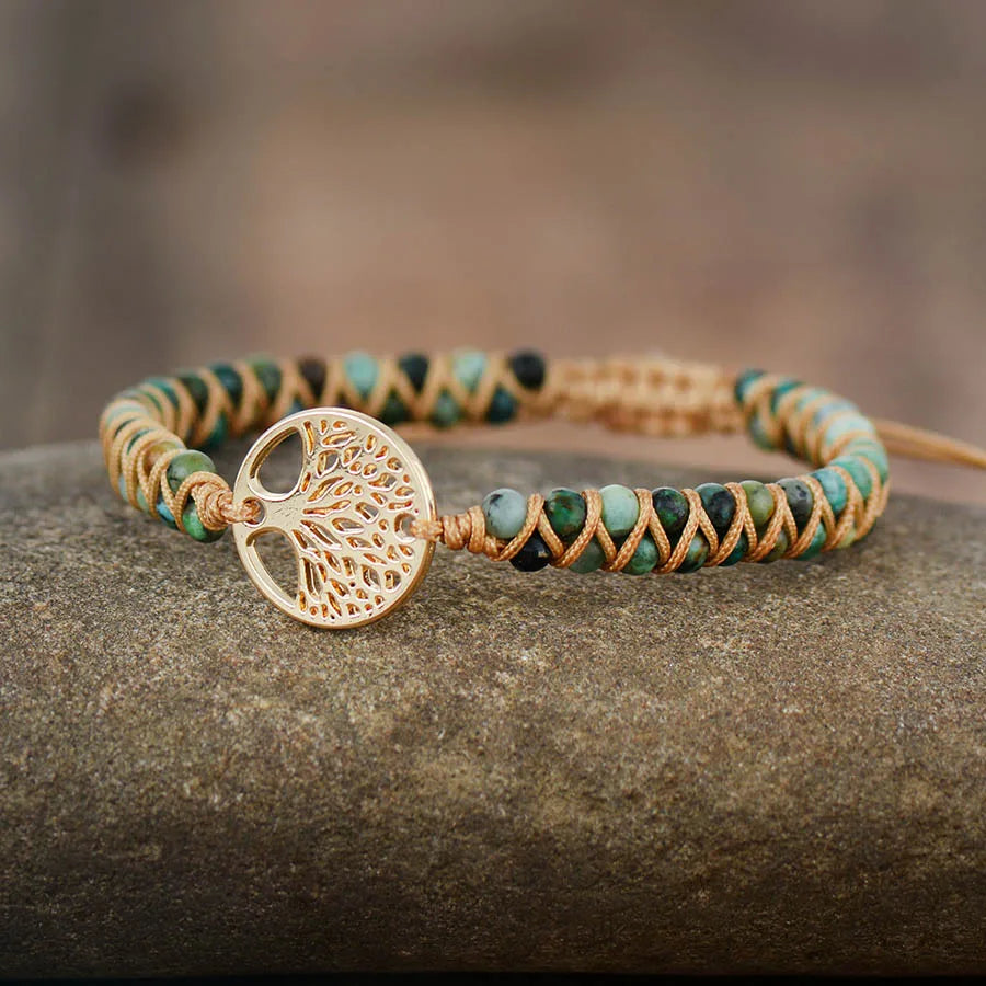Bracelets tressés Arbre de vie en Jaspe Africaine