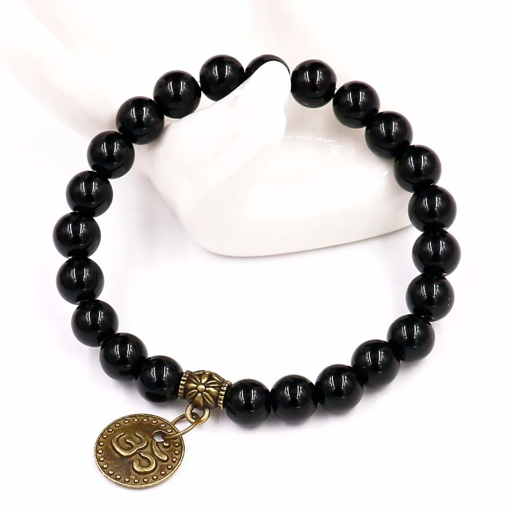 Bracelet Avec Tete de Bouddha Motif Om