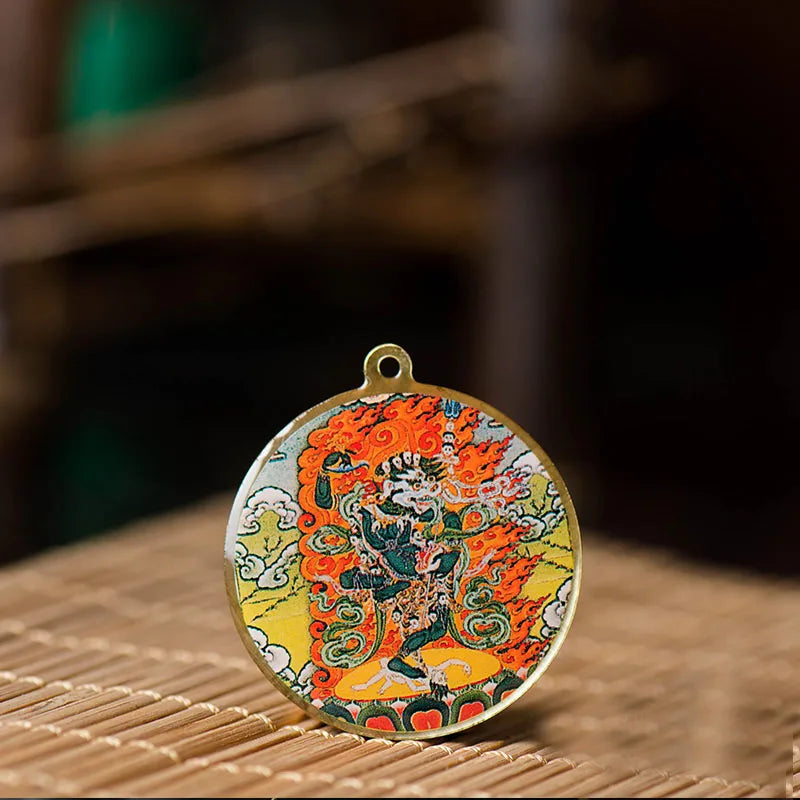 Amulette Tibétain Lion Thangka