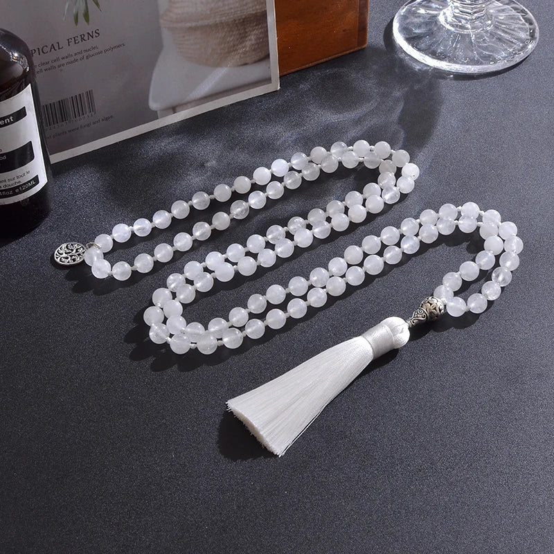 Mala Tibétain Jade Blanc 108 Perles