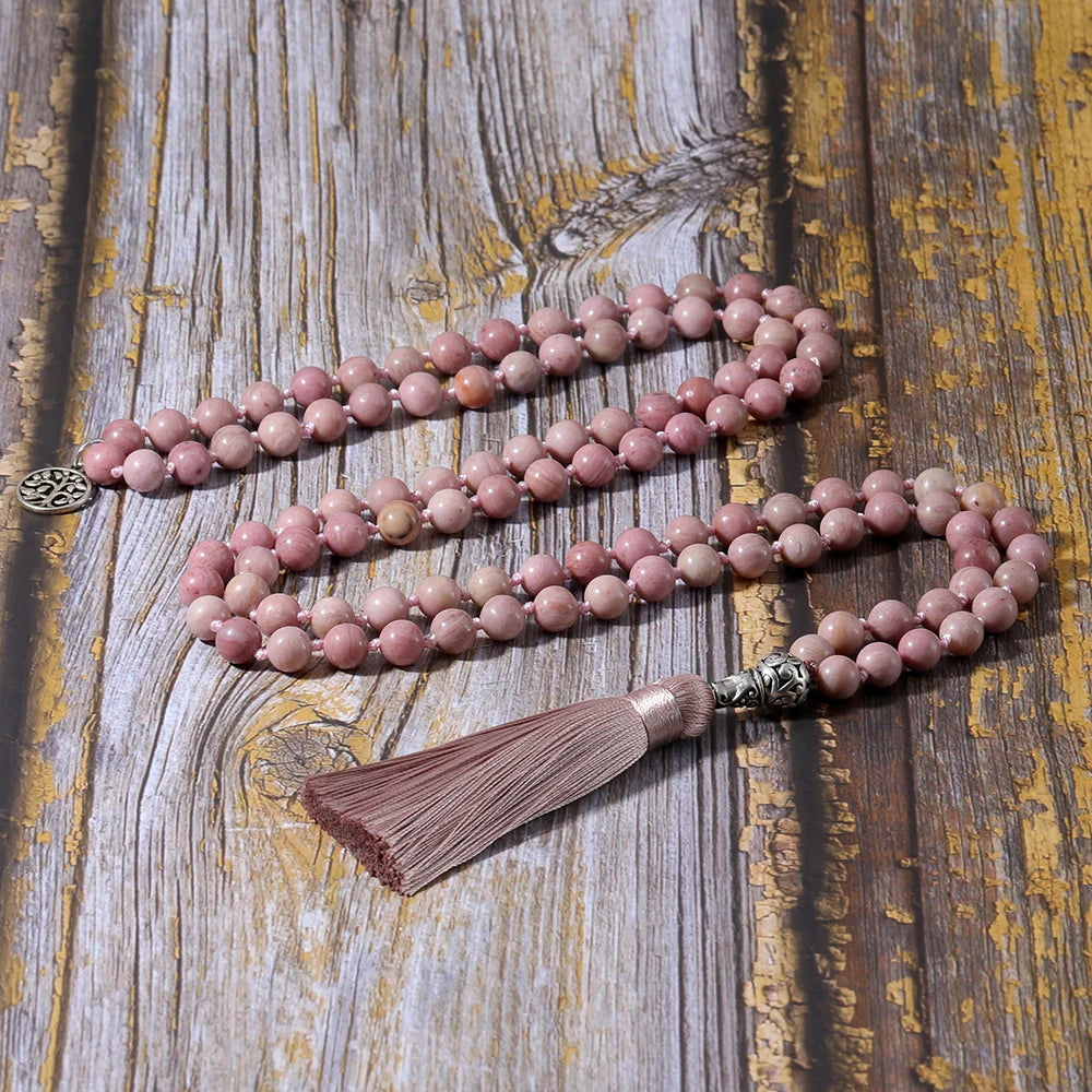Mala Tibétain en Rhodonite