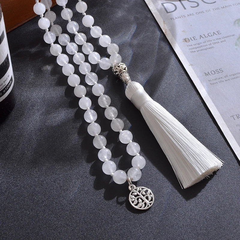 Mala Tibétain Jade Blanc 108 Perles
