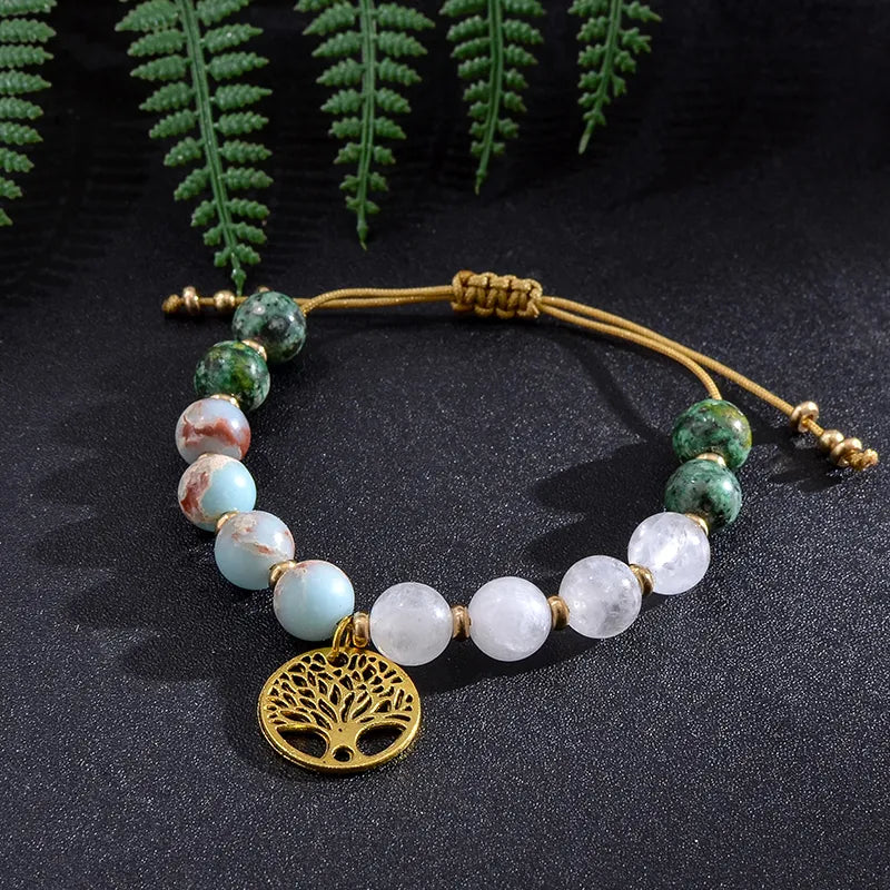 Set aus Halskette und Armband aus afrikanischem Jadestein