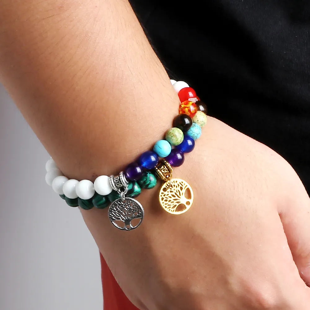 Bracelet 7 Chakras Breloque Arbre