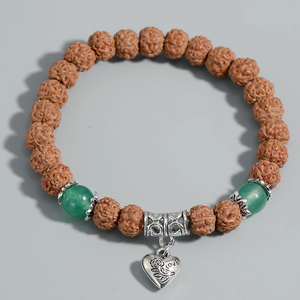 Bracelet Tibétain Graine de Bodhi Cœur Pour Femme