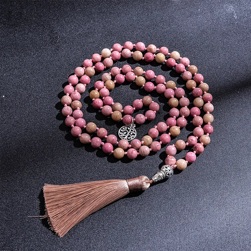 Mala Tibétain en Rhodonite
