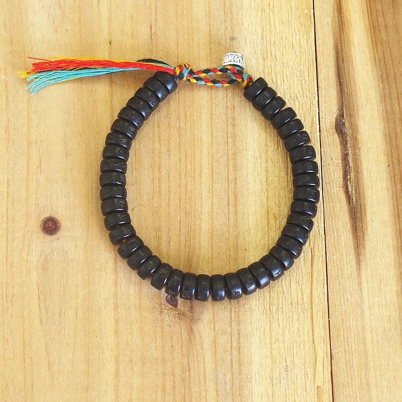 Bracelet Tibetain Porte Bonheur Mantra Tressé