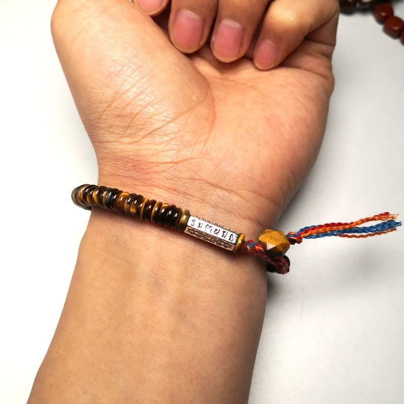 Bracelet Tibétain Mantra Et Oeil de Tigre