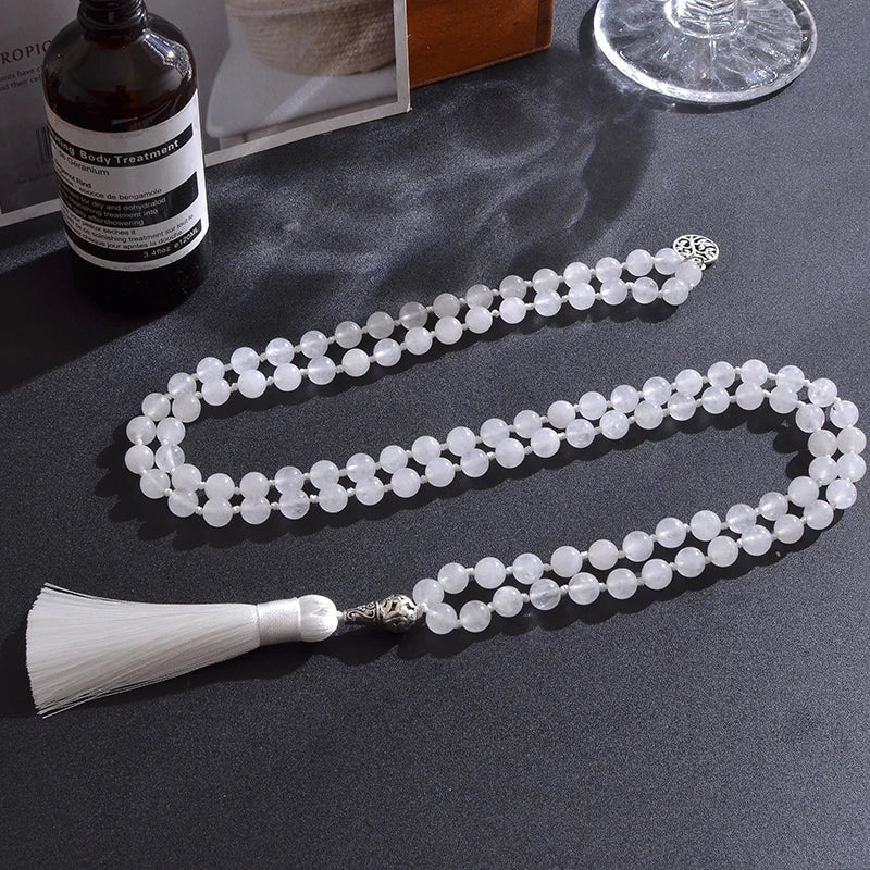 Mala Tibétain Jade Blanc 108 Perles