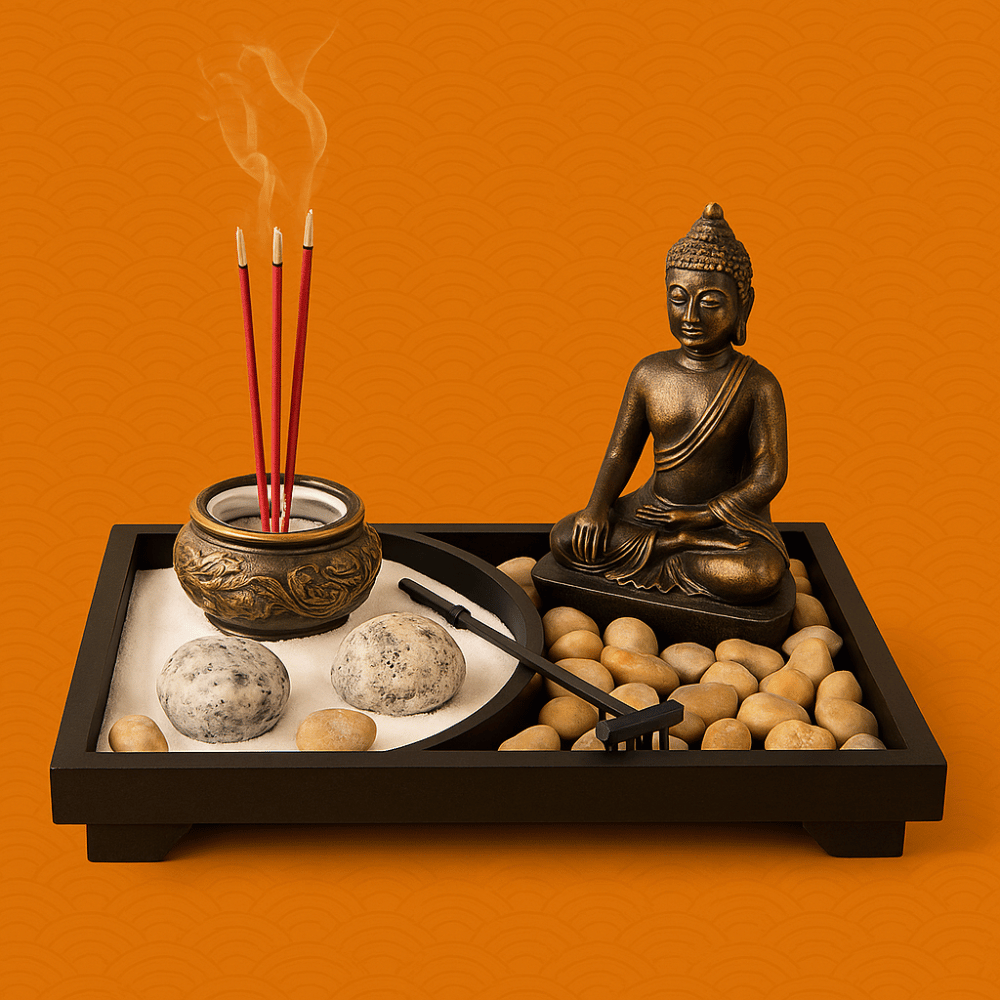 Jardin Zen Bouddha Méditation avec Porte-Encens