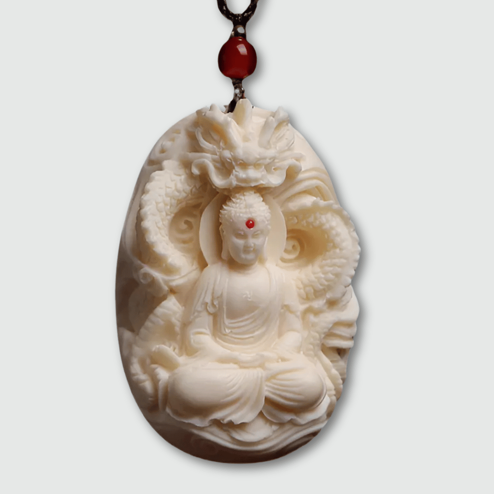 Weißer Drachen-Buddha-Anhänger