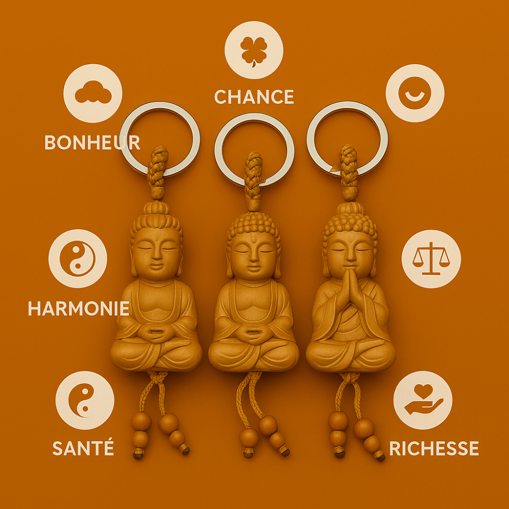 Porte-clés petit Bouddha en bois
