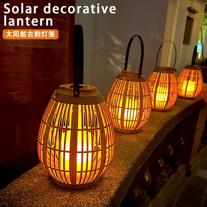 Outdoor Rattan Solar Lantern