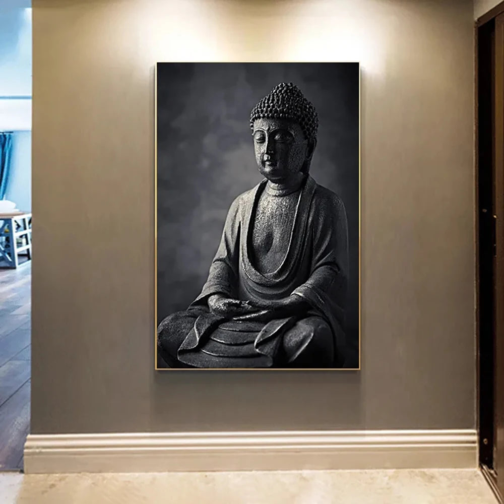 Affiche Murale Bouddha Noir Méditation